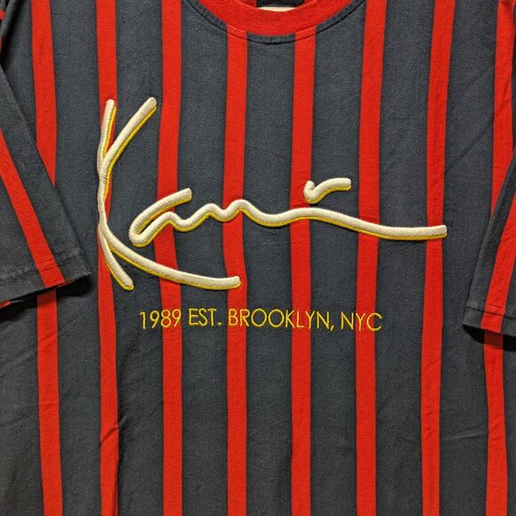 Karl Kani Brooklyn NY Striped Streetwear T shirt - Picture 3 of 4
